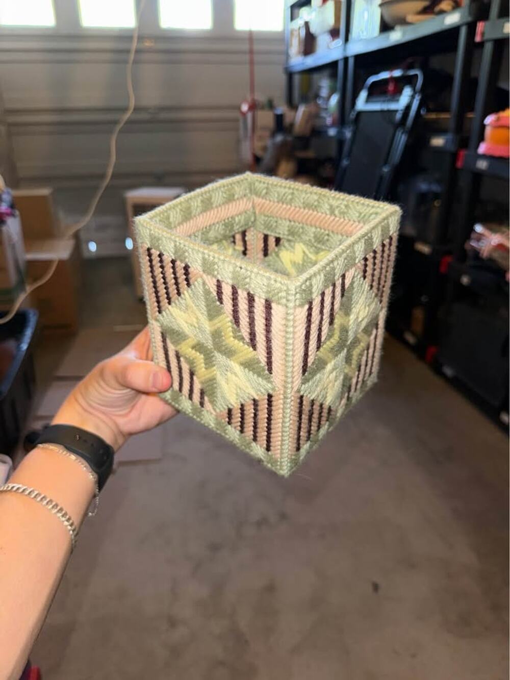 Handmade Plastic Canvas Star Pattern Holder
